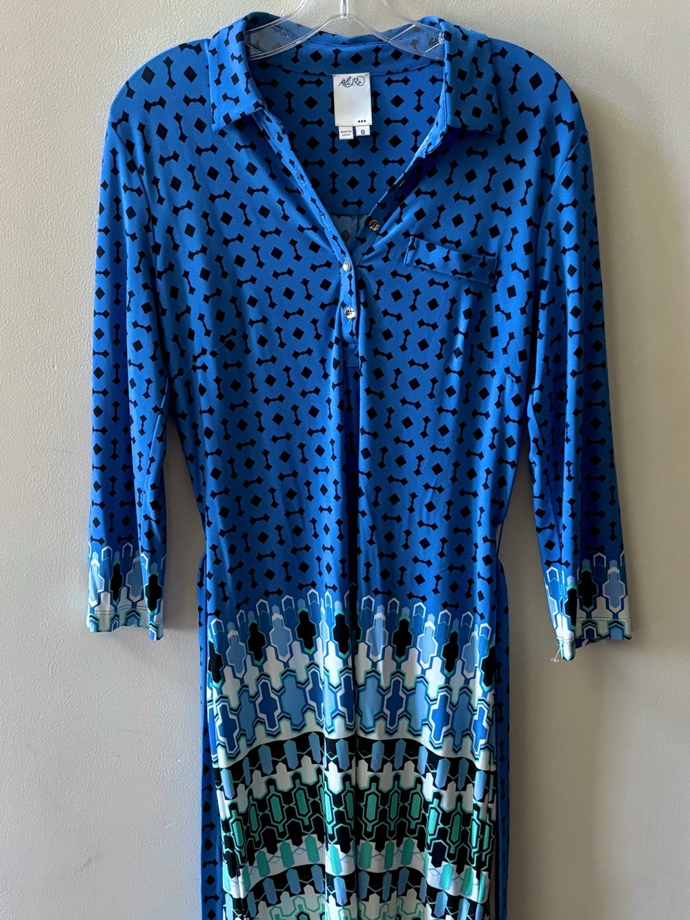 Ali Ro Blue Patterned Multipurpose Dress